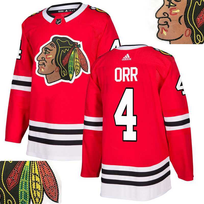 Blackhawks #4 Orr Red With Special Glittery Logo Adidas Jersey